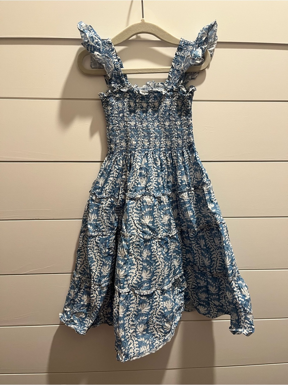 Hill House Girls Blue Floral Smocked Sundress Size 5/6Y